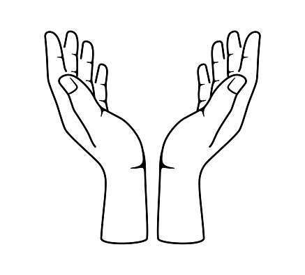 two hands opening, want to lift something. vector illustration