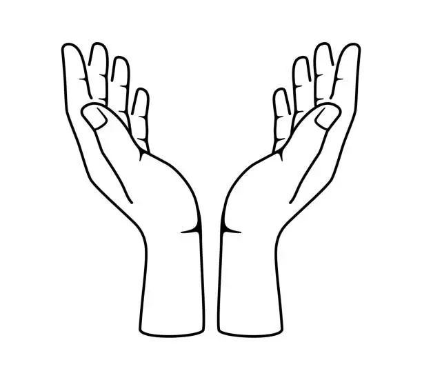 Vector illustration of two hands opening, want to lift something. vector illustration