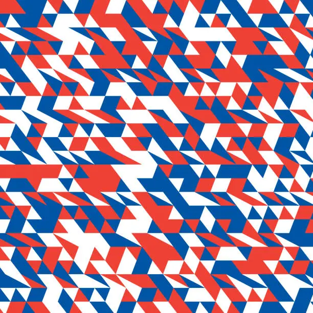 Vector illustration of French flag colored random triangle pattern