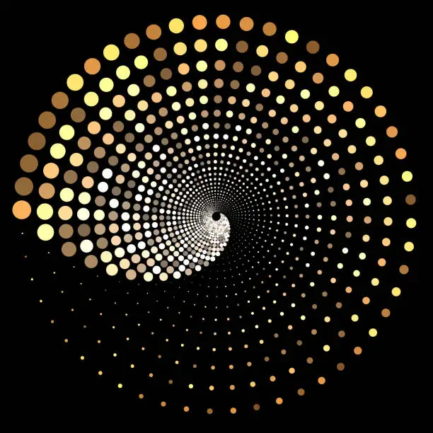 Vector illustration of Golden swirling circle dots