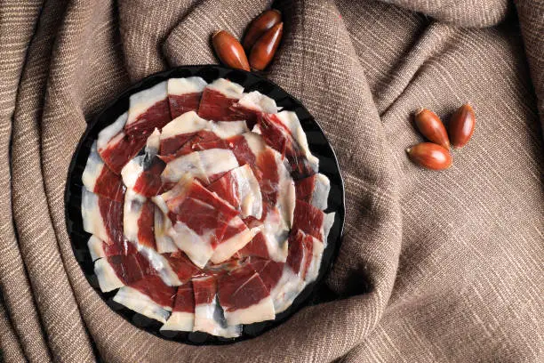 Portion of 100% acorn-fed Iberian ham