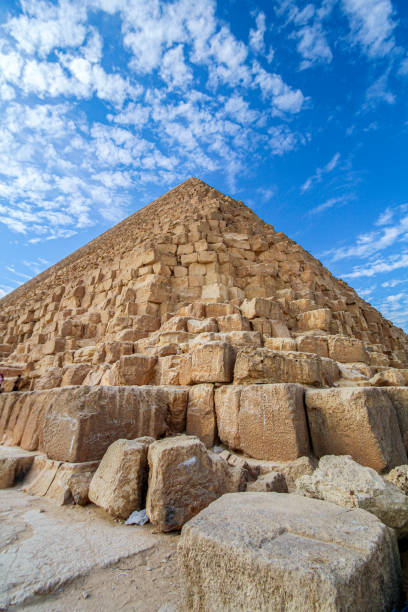Close-up of a corner of the Cheops pyramid, Egypt Close-up of a corner of the Cheops pyramid, Egypt, close-up picture pyramid giza pyramids close up egypt stock pictures, royalty-free photos & images