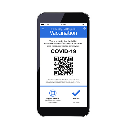 Immunity passport covid-19 vaccination travel mobile phone