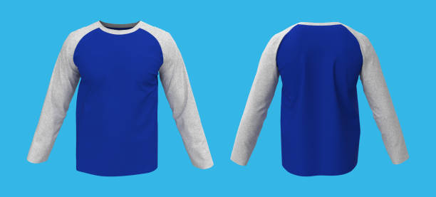 istock Long sleeves raglan t-shirt mockup in front and back views 1302083668