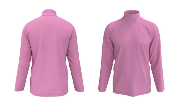 istock Longsleeves turtleneck shirt mock up in front and back views 1302083721
