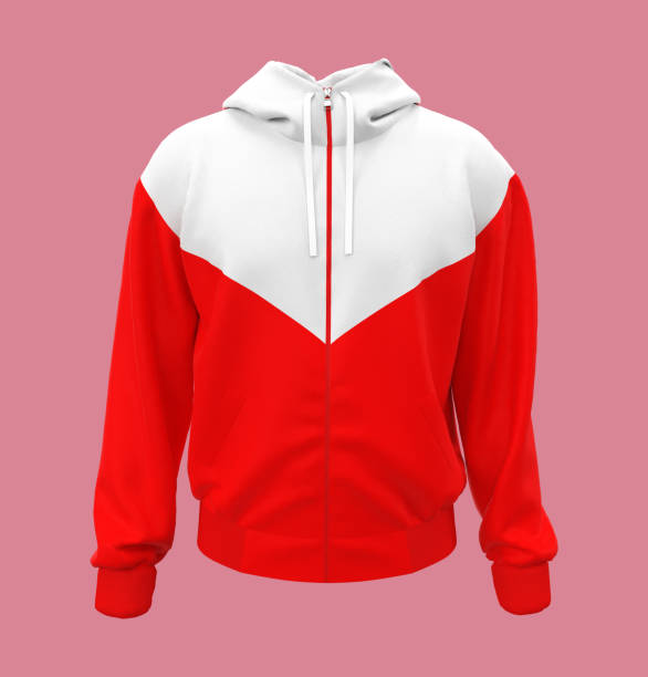 istock Blank hooded sweatshirt  mockup with zipper in front view 1302083759