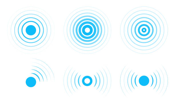 illustrations, cliparts, dessins animés et icônes de icônes vectorielles radar. cercles concentriques de signal. ondes sonores de sonar d’isolement sur le fond blanc. - image composite numérique