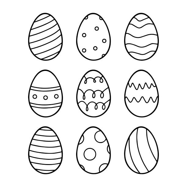 ilustraciones, imágenes clip art, dibujos animados e iconos de stock de conjunto de huevos de pascua - easter ornament