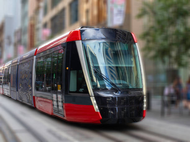 istock Tram moving through George St in Sydney NSW Australia 1302092341