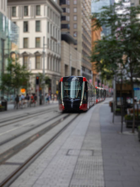 istock Tram moving through George St in Sydney NSW Australia 1302092342