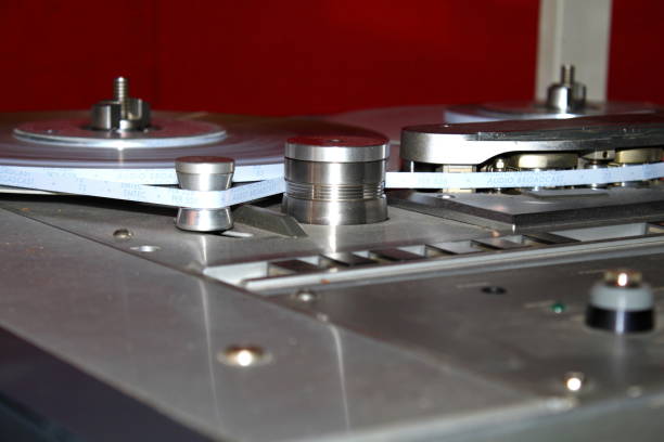 istock Old metal magnetophon in music studio 1302095769