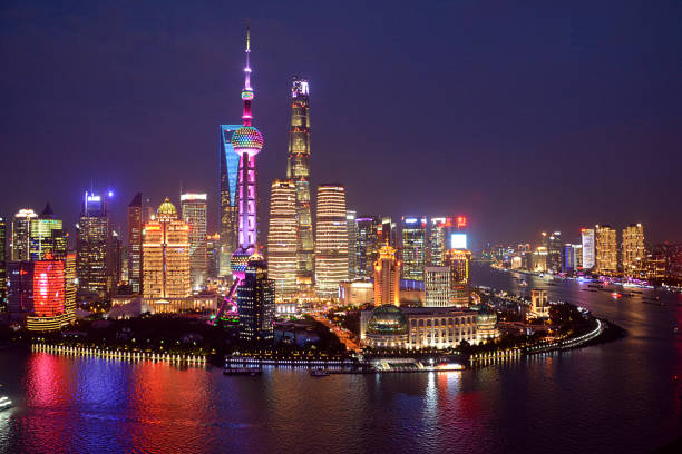istock Lujiazui skyline by night, Shanghai, China 1302097220