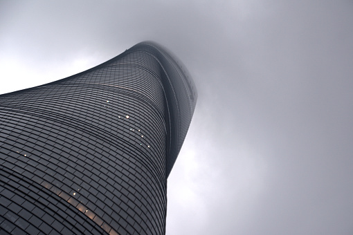 Low angle view of Shanghai tower, the tallest building in China and the second in the world at 632 mt, height, Shanghai, China