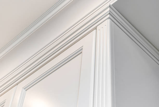istock Classical style white wardrobe closeup view. Classical furniture 1302101724