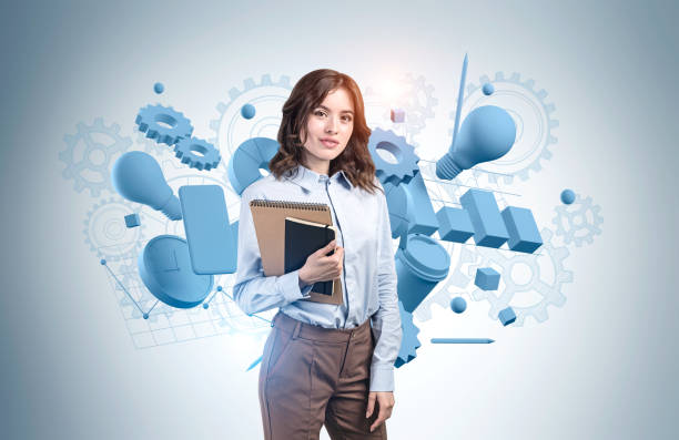 istock Woman with notebook and business concept 1302108203