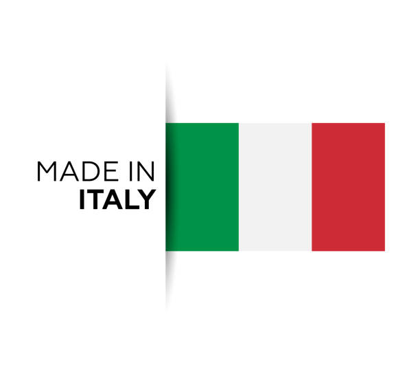 illustrazioni stock, clip art, cartoni animati e icone di tendenza di etichetta made in italy, emblema del prodotto. sfondo bianco isolato - italia immagine