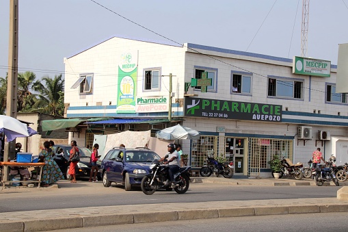 Avepozo, Togo - February 26, 2019: Pharmacy  in the village Avepozo, Togo, West Africa.