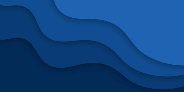 istock Dark blue paper waves abstract banner design. Elegant wavy background 1302114266