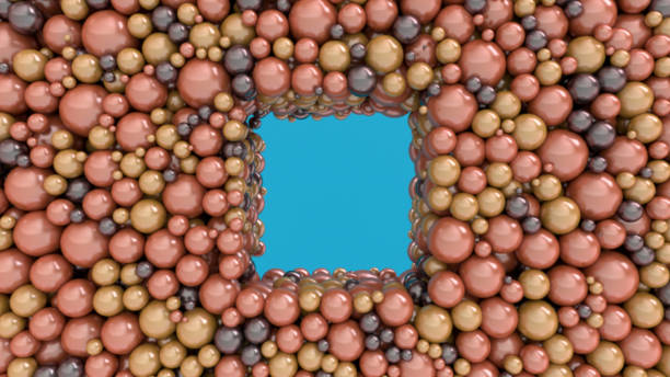 istock 3d render. Abstract of spheres of different colors and sizes 1302115728