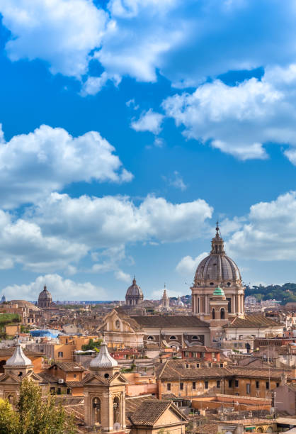 istock Rome cityscape with blue sky and clouds, Italy 1302121069
