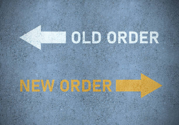 istock Old or new (in yellow) order? ...road marking. 1302121408