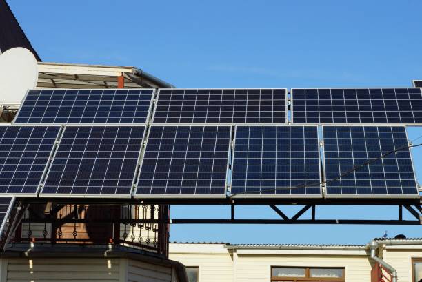 istock solar panels on a background of blue sky 1302126158