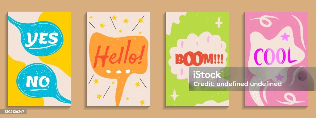 Boom Dialog Box Vector Set Of Speech Bubbles In Comic Style Hand Drawn Set Of Dialog ...
