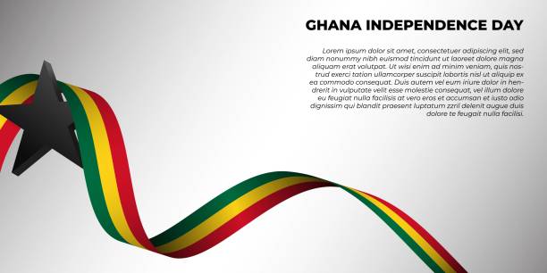 가나 독립기념일 디자인, 가나 깃발 배너 - senegal stock illustrations