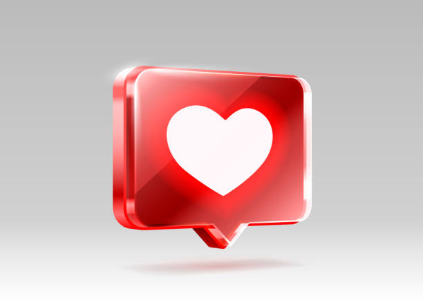 istock Heart like icon, sign follower 3d banner, love post social media. Vector 1302134625