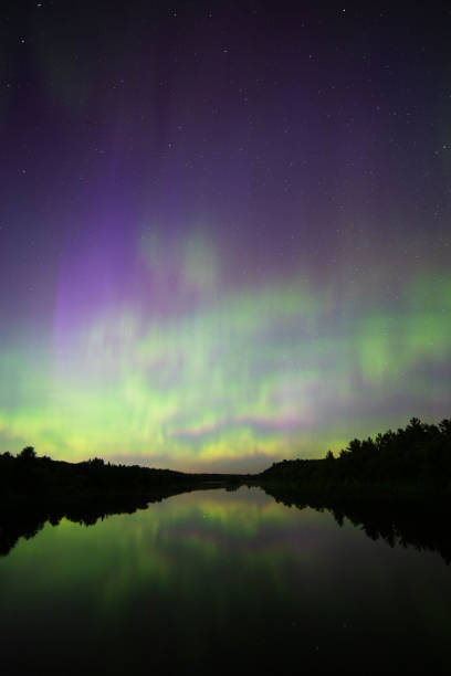 The Northern Lights over the St Croix River stock photo