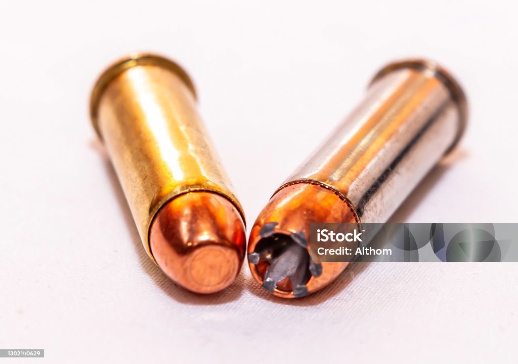 2 Inch Bullets Two Bullets On A White Background Stock Photo - Download Image Now ...