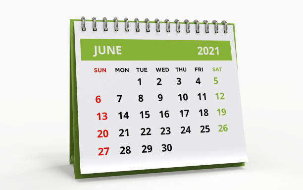 istock Standing Desk Calendar June 2021 1302146860