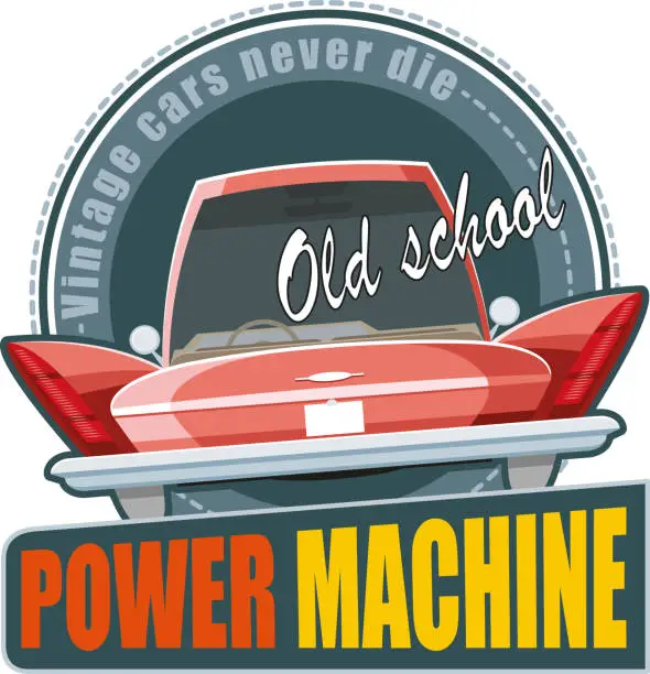 Vector illustration of Vintage car sticker