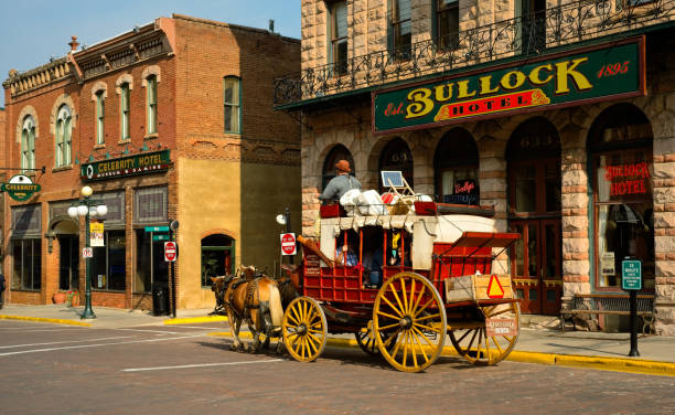 Deadwood hotels and stagecoach stock photo