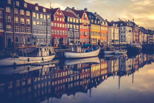 Nyhavn in Copenhagen is one of the most popular tourist places, Denmark