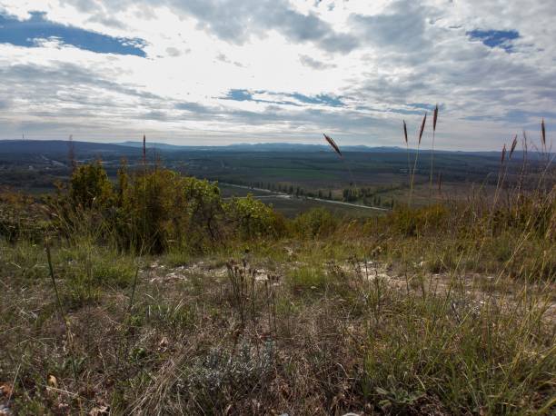 istock Beautiful view from the mountain. Warm autumn. 1302154082