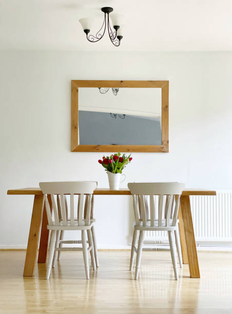 istock Minimalist dining room with furniture 1302159240