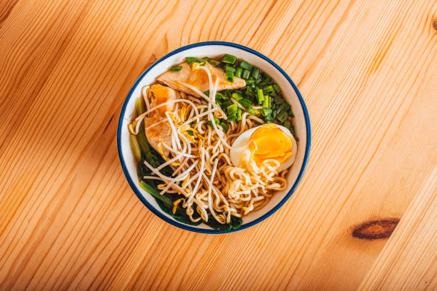 Ramen Soup on Wooden Table