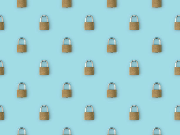 Seamless repetitive Padlock on blue background Seamless repetitive Padlock on blue background padlock photos stock pictures, royalty-free photos & images