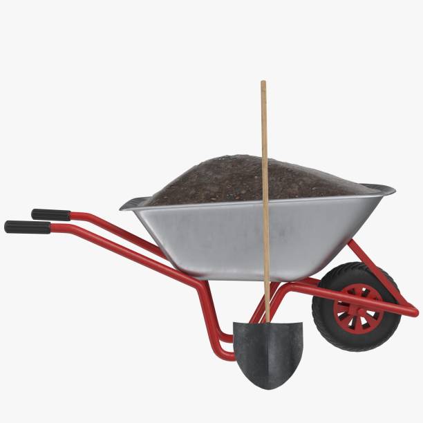 istock Wheelbarrow with soil and shovel 1302171849