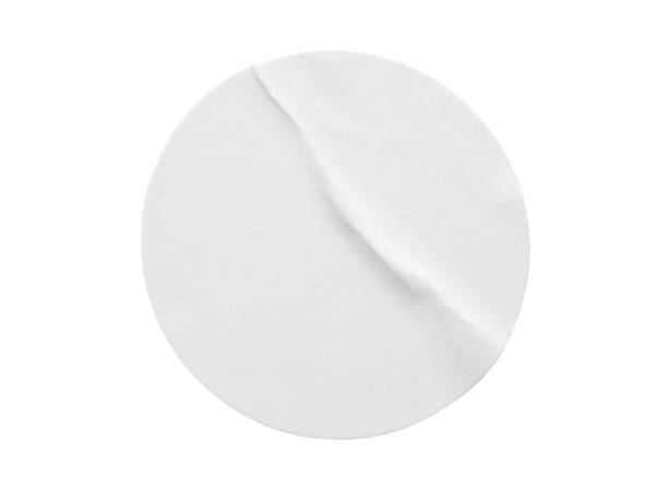 istock Blank white round paper sticker label isolated on white background 1302174748