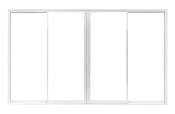istock Real modern house window frame isolated on white background with clipping path 1302174882