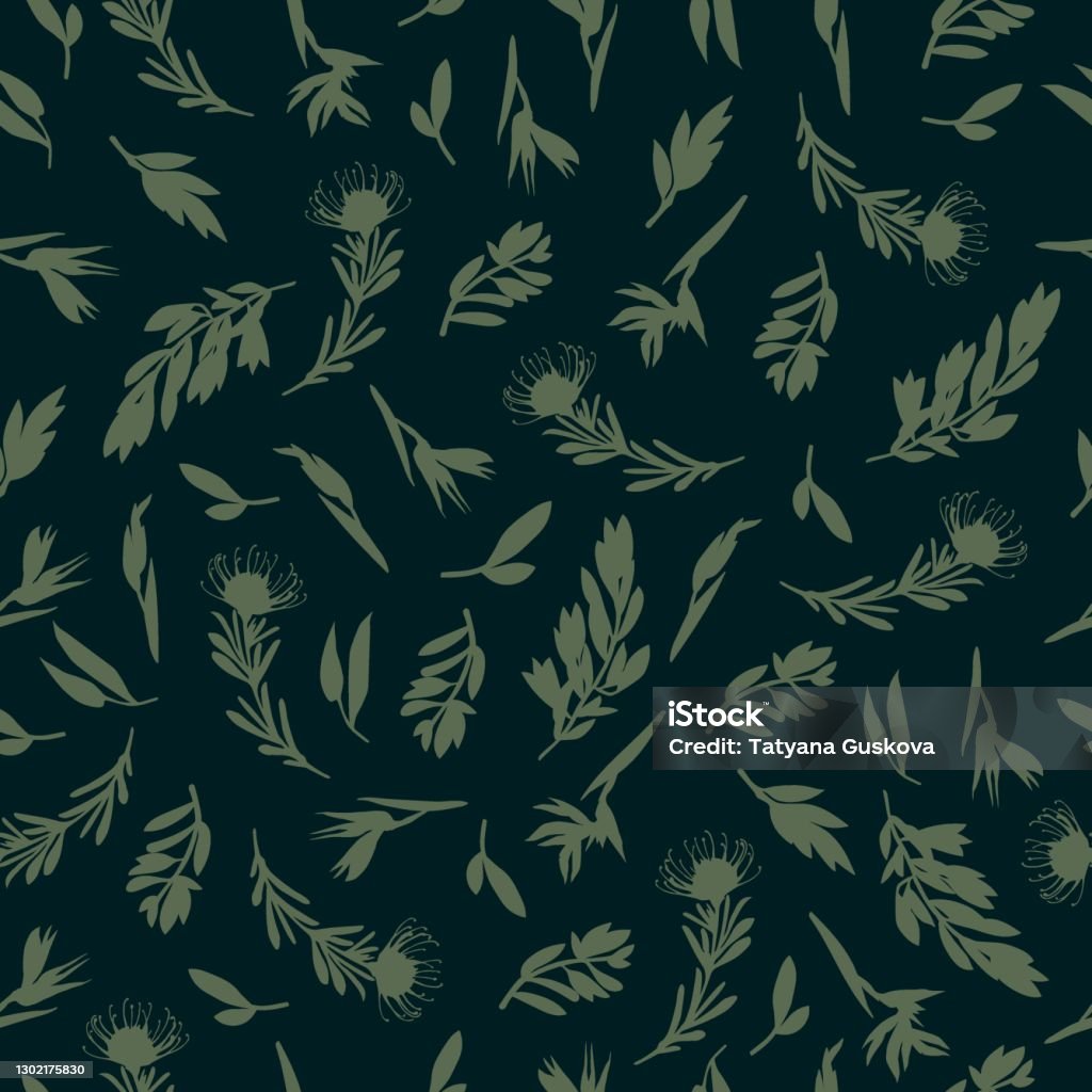 Grenery Pattern Greenery Seamless Pattern In Handdrawn Style Stock Illustration ...