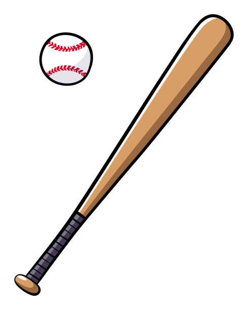 illustrazioni stock, clip art, cartoni animati e icone di tendenza di illustrazione di baseball bat e ball cartoon - wooden bat