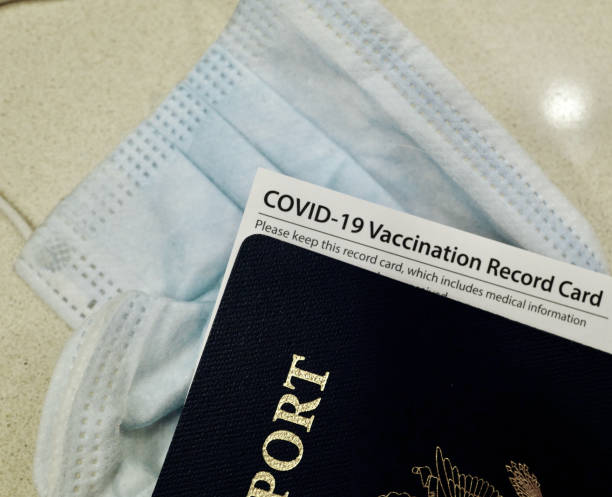 istock COVID-19, Passport, and Vaccination Record Card 1302177844