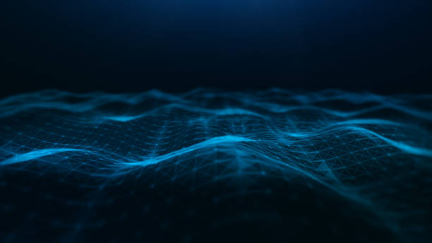 istock Abstract waves flowing, with triangle mesh of dots and lines. Big data connection, Technology digital background. 3d rendering 1302189711