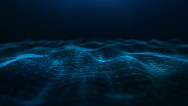 istock Abstract waves flowing, with triangle mesh of dots and lines. Big data connection, Technology digital background. 3d rendering 1302192881