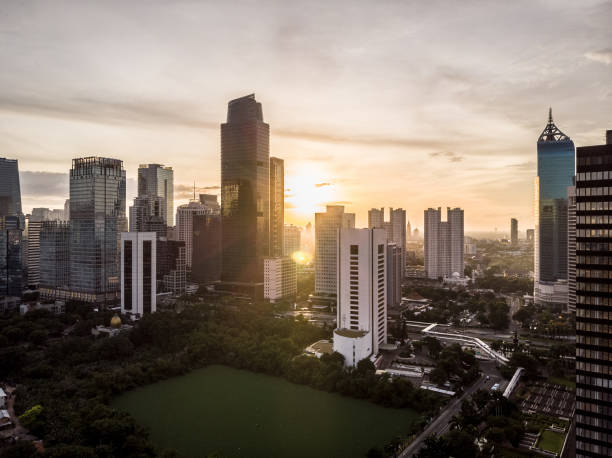 istock Sunset over Jakarta financial district 1302198199
