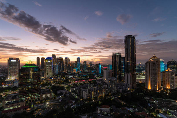 istock Sunset over Jakarta financial district 1302198267