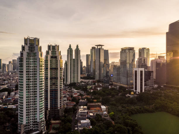 istock Sunset over Jakarta financial district 1302198325